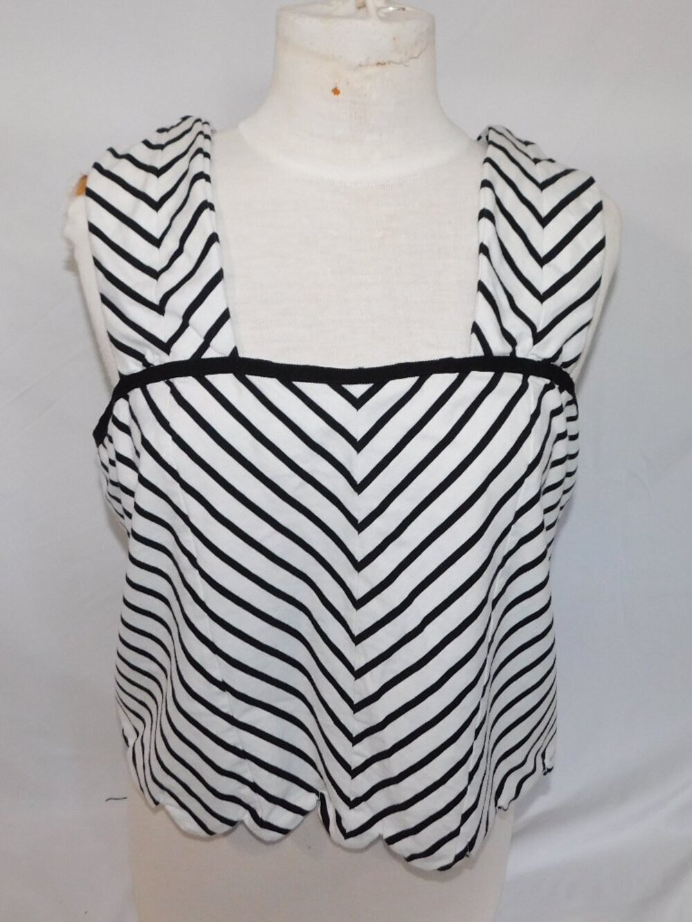 Maeve Square-Neck Cropped Tee Black White Tank Sleeveless Womens 1X